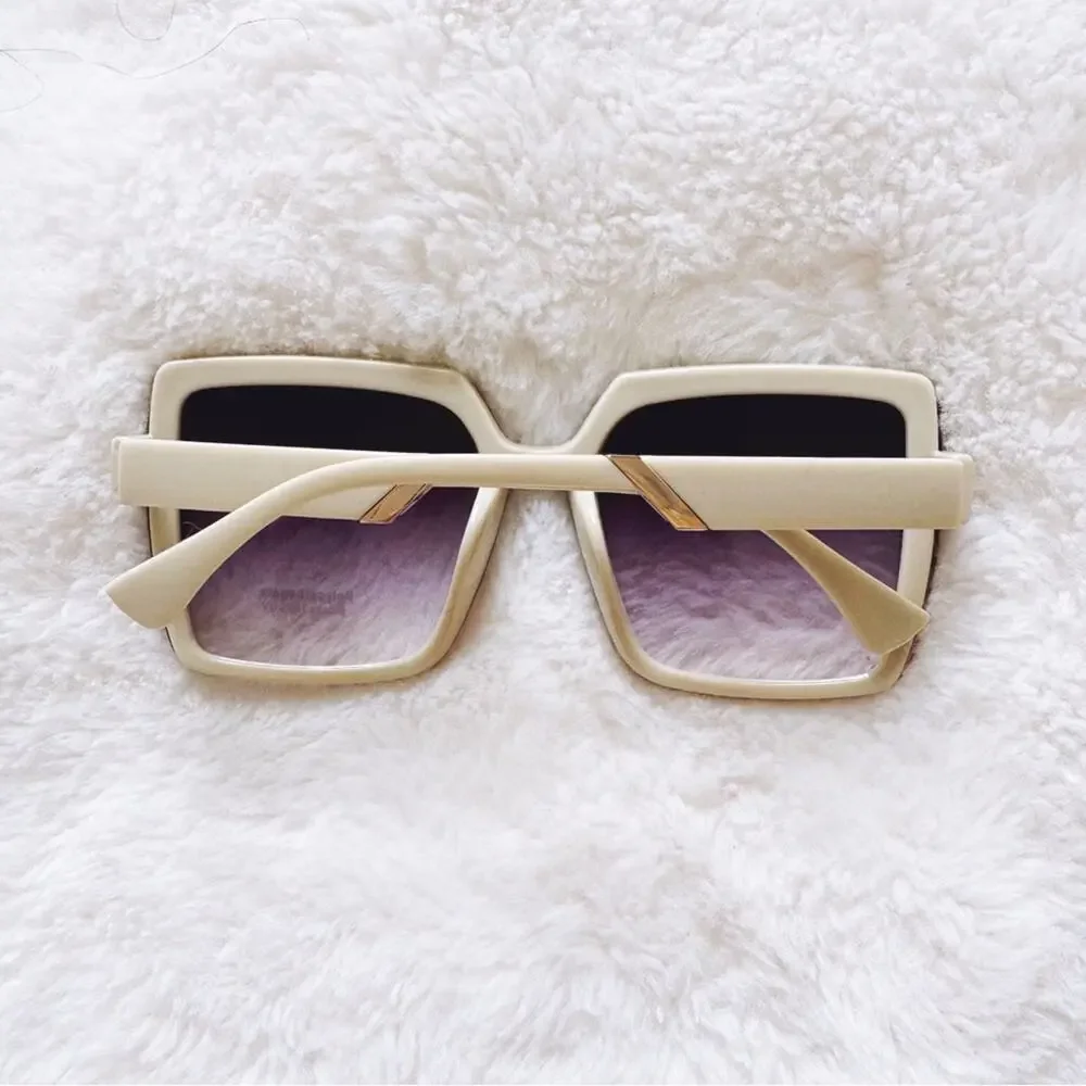 Gloria Cream Square Oversized Sunglasses